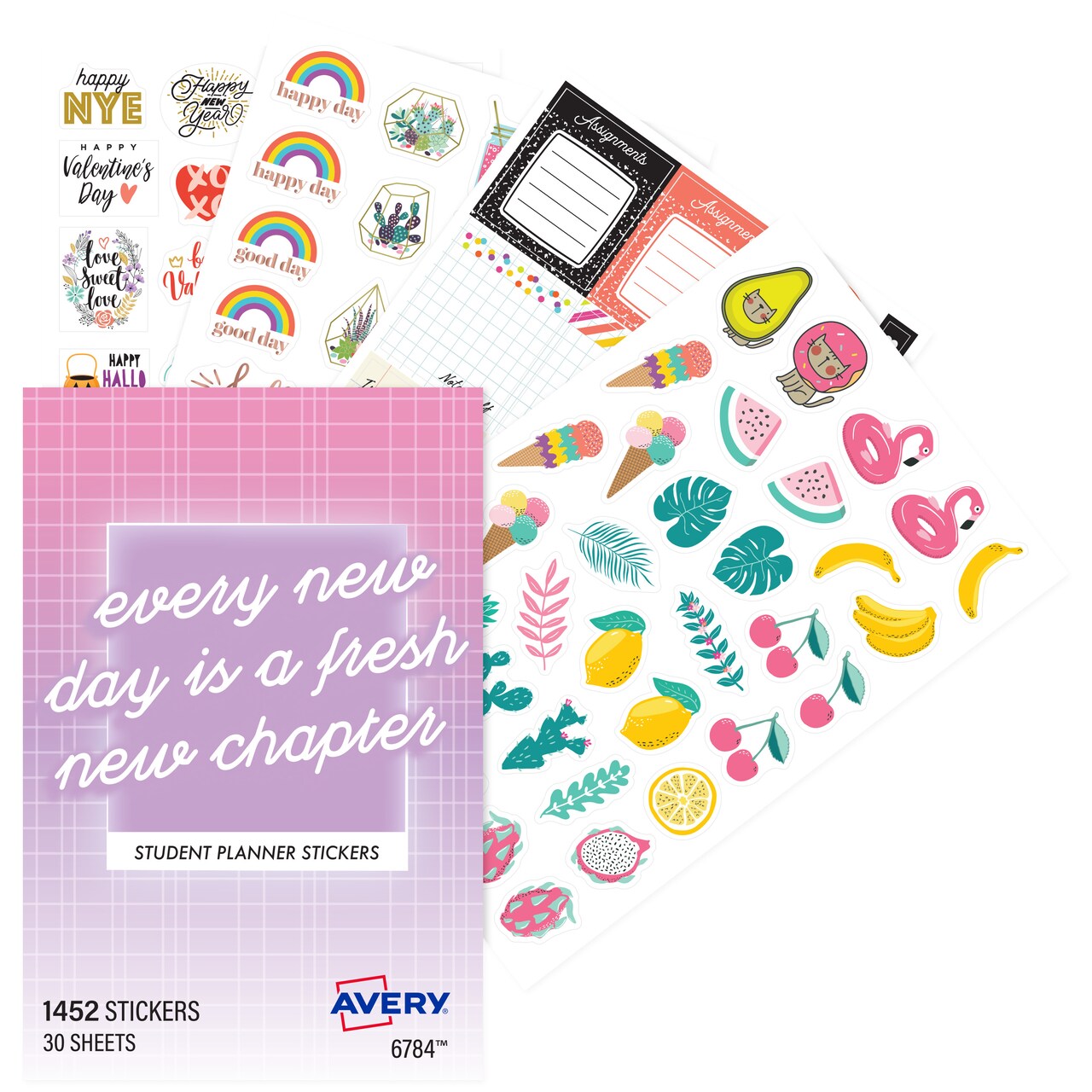 Avery College Student Planner Stickers Pack, 1,452 Stickers, School and College Planner Sticker Sheets (6784)